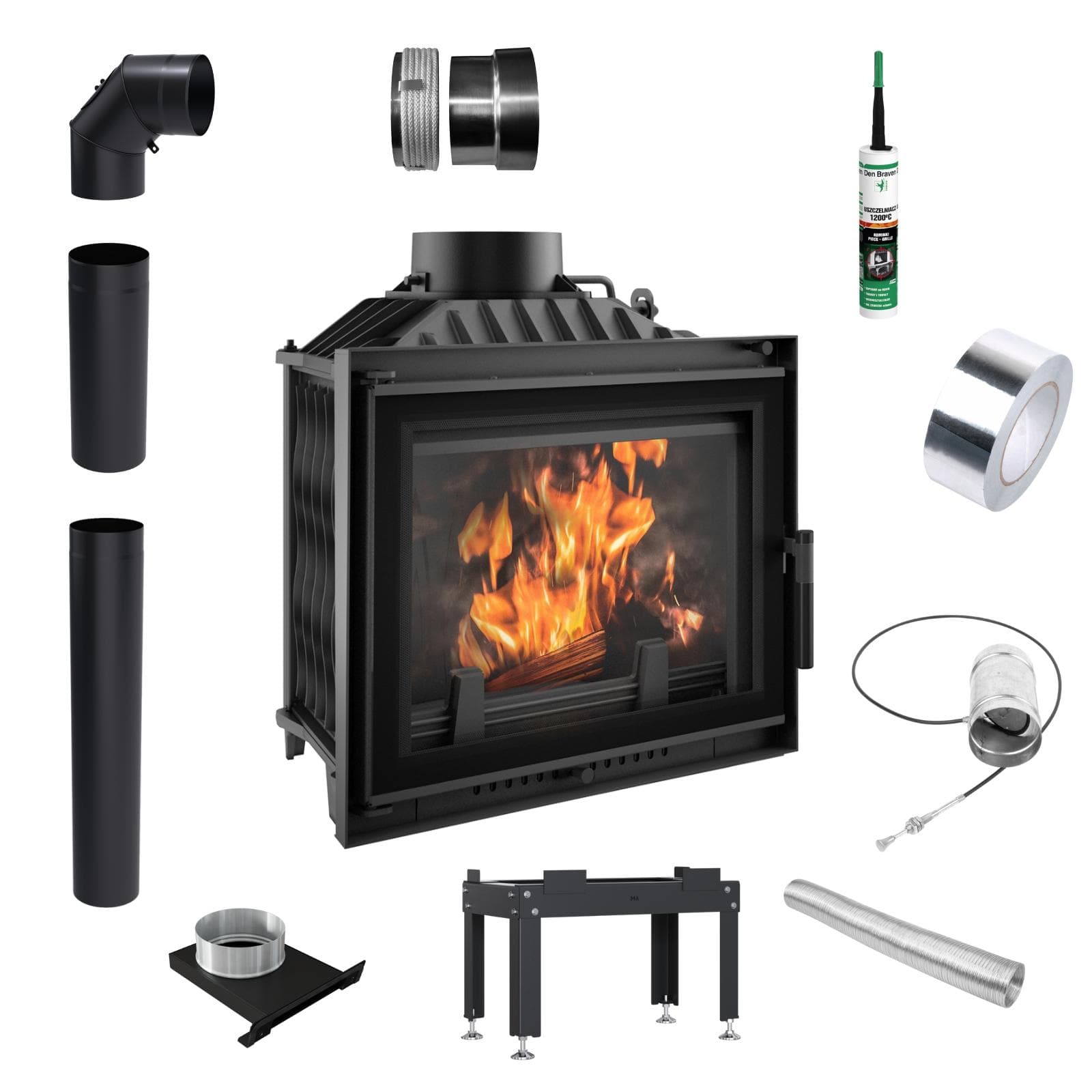 Cast iron wood burning stove KRATKI ANTEK DECO 10kW Ø180 Eco Mounting Kit