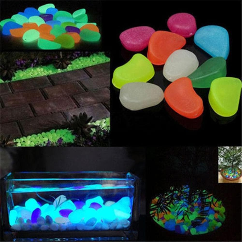 the Dark Glow in Pebbles Luminous 50Pcs Aquarium Stone Garden Walkways multicolour