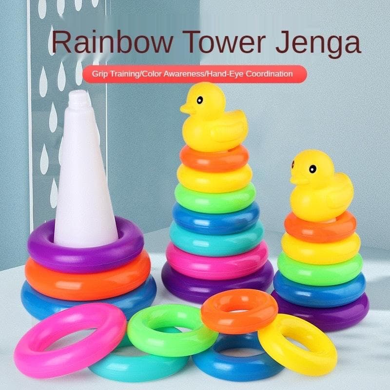 Stacked Ring Animal Rainbow Stacked Ring Tower Stapler Children's Montessori Toys Early Education Teaching Aids Baby Toys Gifts multicolour