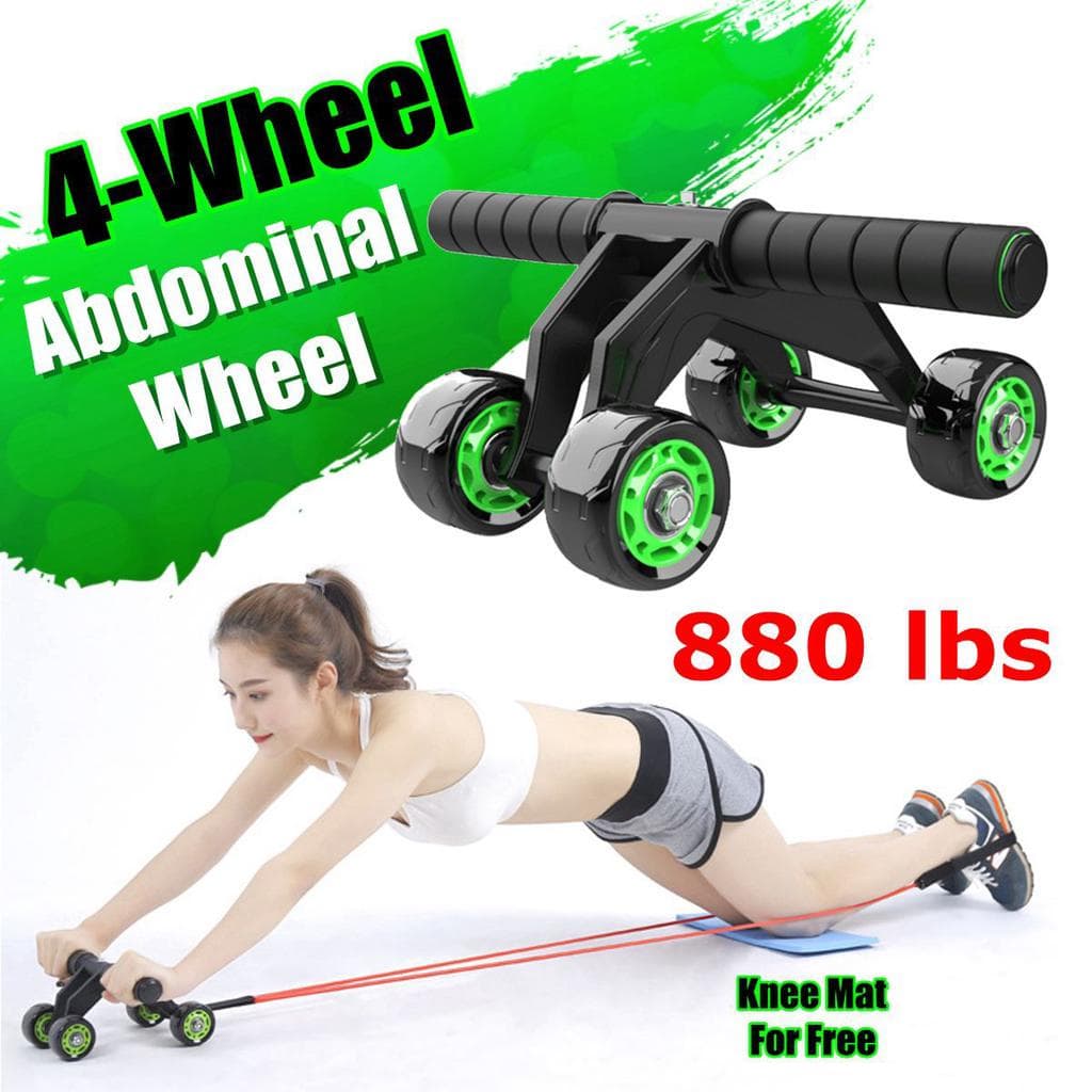 Multifunctional Slimming Equipment 880Lbs Abdominal Muscle Wheel 4 Rollers AB Trainer Wheel Fitness Equipment black