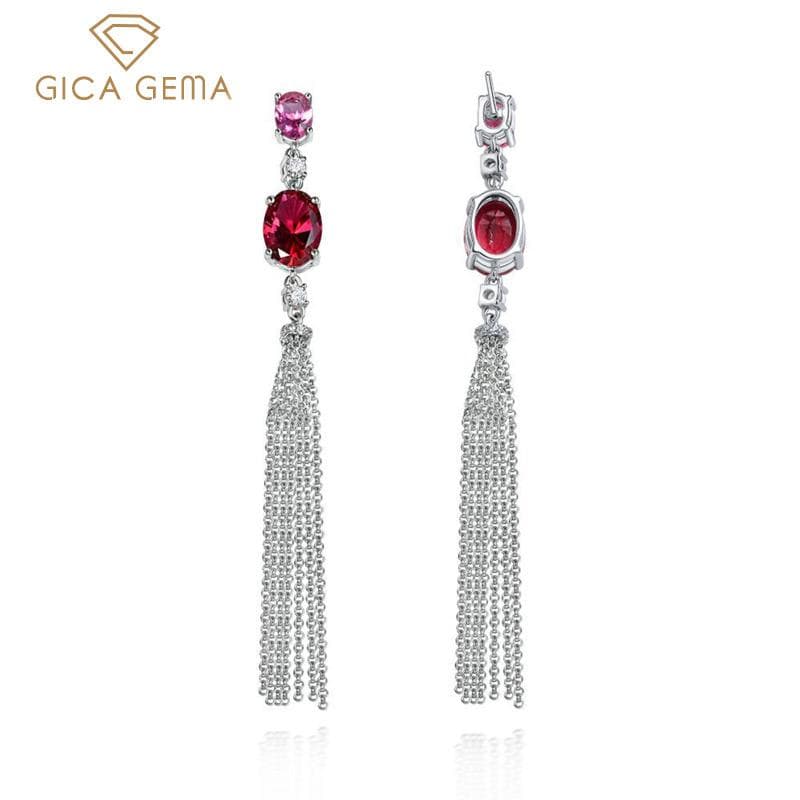 Gica Gema 925 Sterling Silver Personalized Concise Drop Earring For Women FineTemperament High Grade Jewelry Gift red
