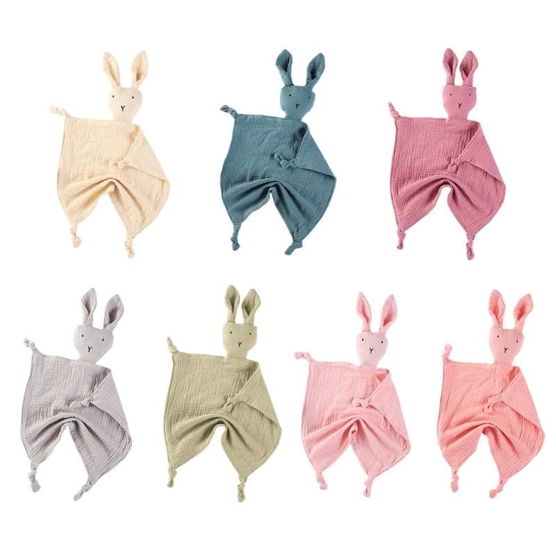 Baby Soothe Blanket Soft Gauze Bibs Teether Burp Cloth Gift Cute Rabbit for Doll Appease Towel Comfort Sleeping Cuddling khaki