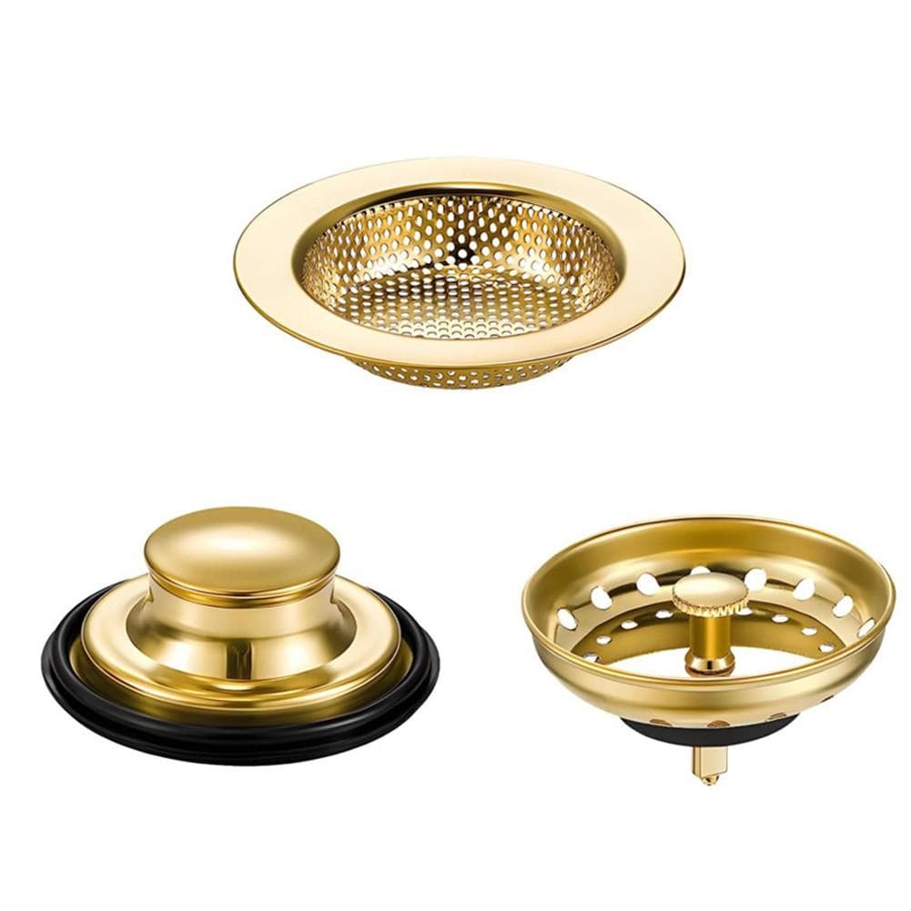 Quality Craftsmanship Elegant Gold Kitchen Sink Drains with Stoppers 3Pcs gold