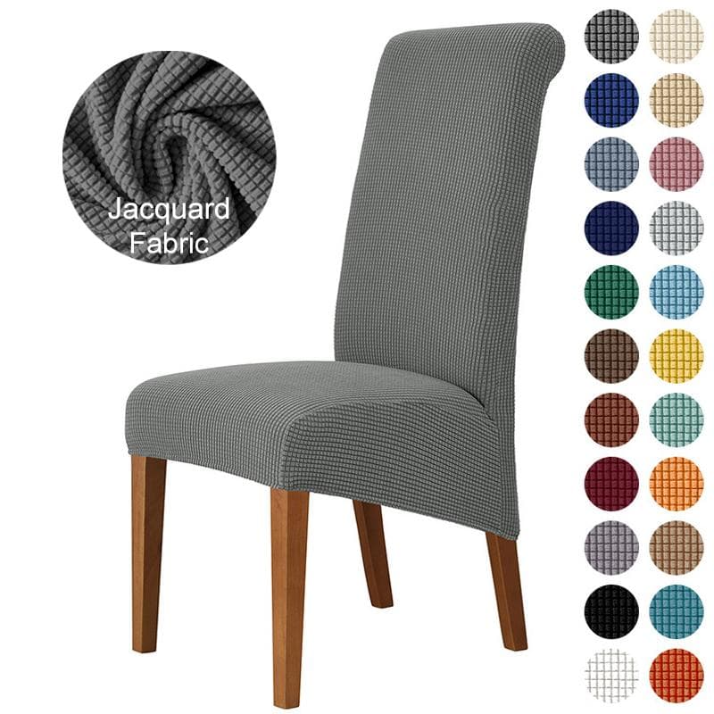 High Back &Universal High Elasticity Chair Cover Jacquard M Xl Size Chair Covers Dining Room Kitchen Office Home Corn Flannel beige
