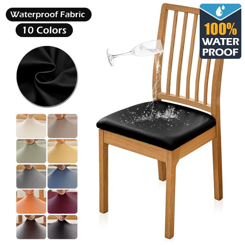 Pu Leather Chair Seat Cover Removable Waterproof Kitchen Dining Chair Slipcover Stretch Seat Cushion For Hotel Home Kitchen gray