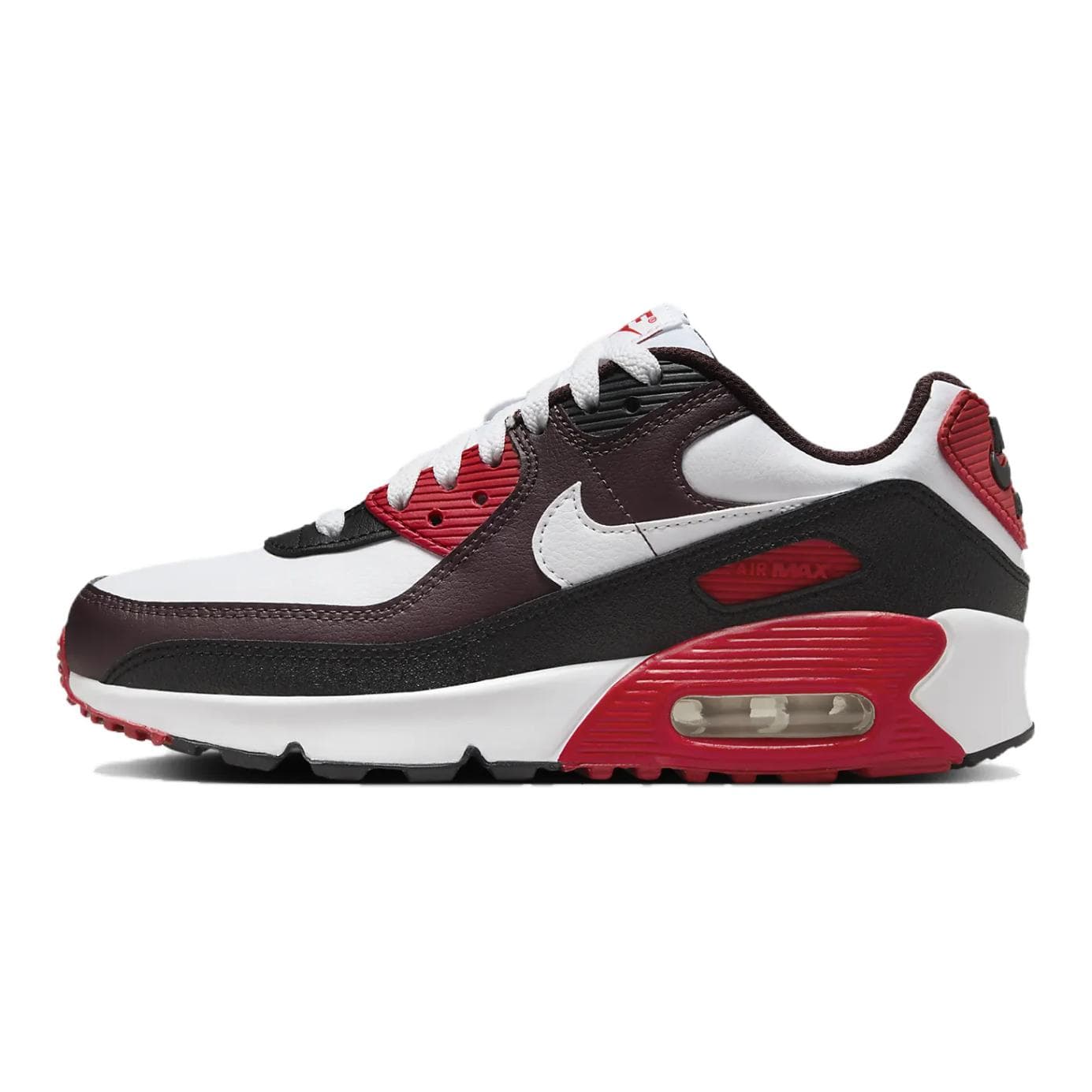 Nike Air Max 90 GS Burgundy Crush University Red Kids Sneakers Black White HF6358-600