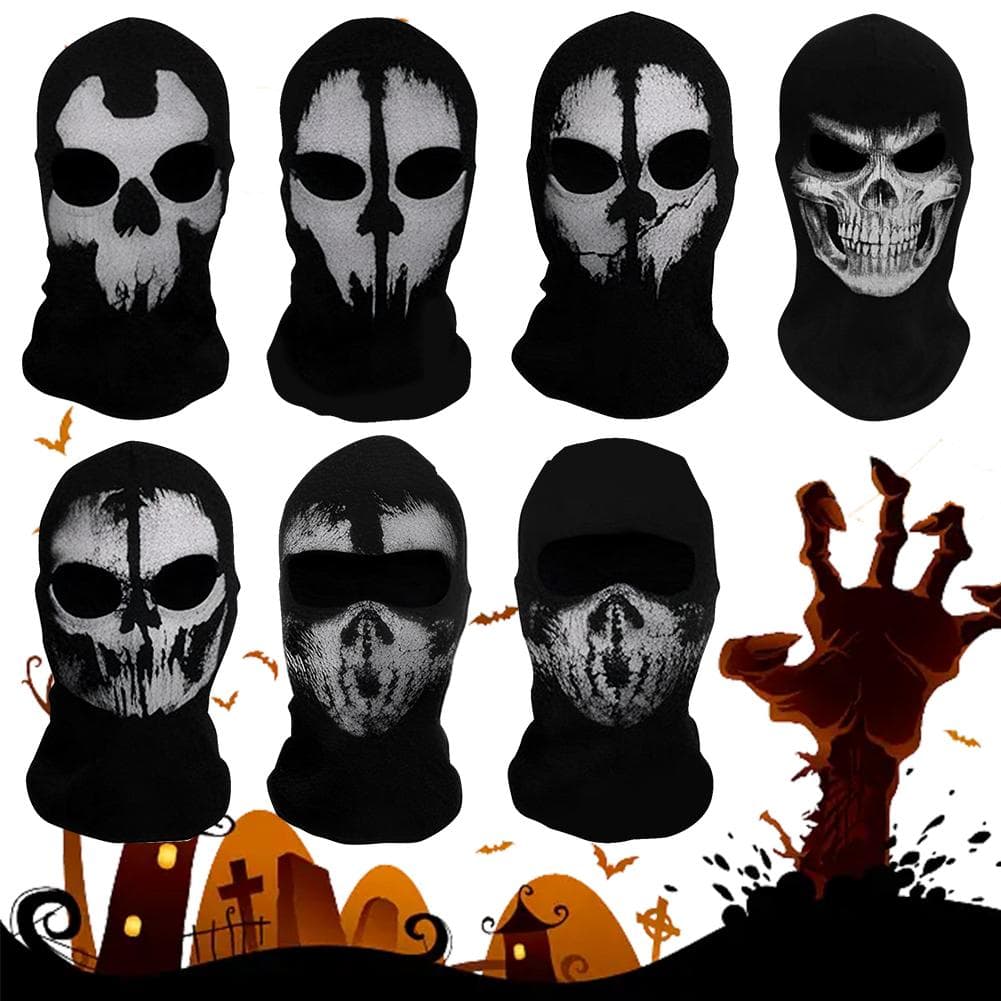 Unisex Balaclava Ghosts Skull Full Face Mask Scary Skeleton Skull Mask for Halloween Cosplay Outdoor Cycling Skateboard