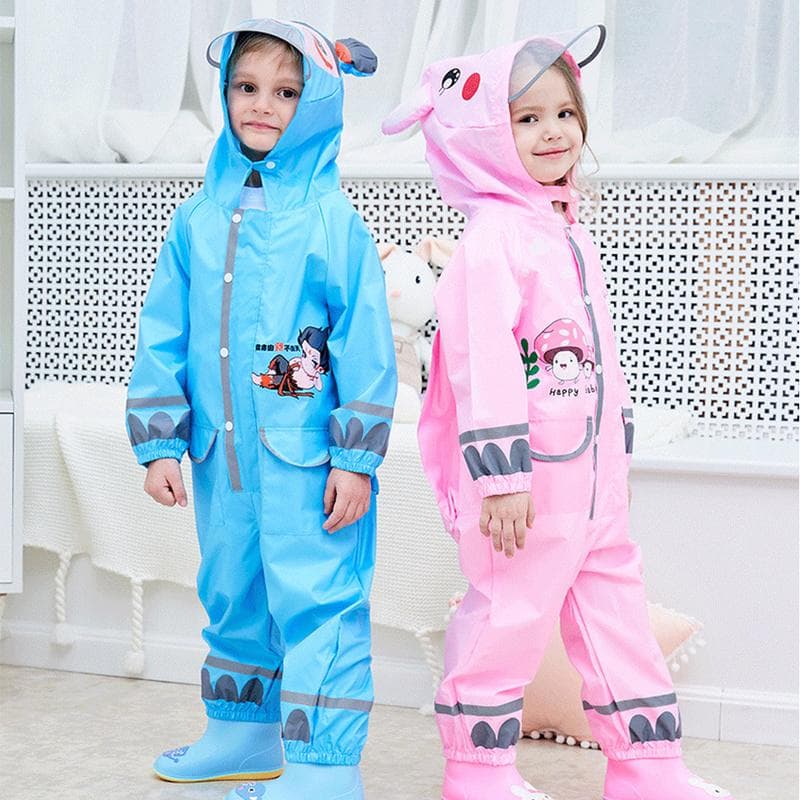 Raincoats for Children From 1-10 Years Old Waterproof Jumpsuit Tops and Pants for Boys and Girls cm pink