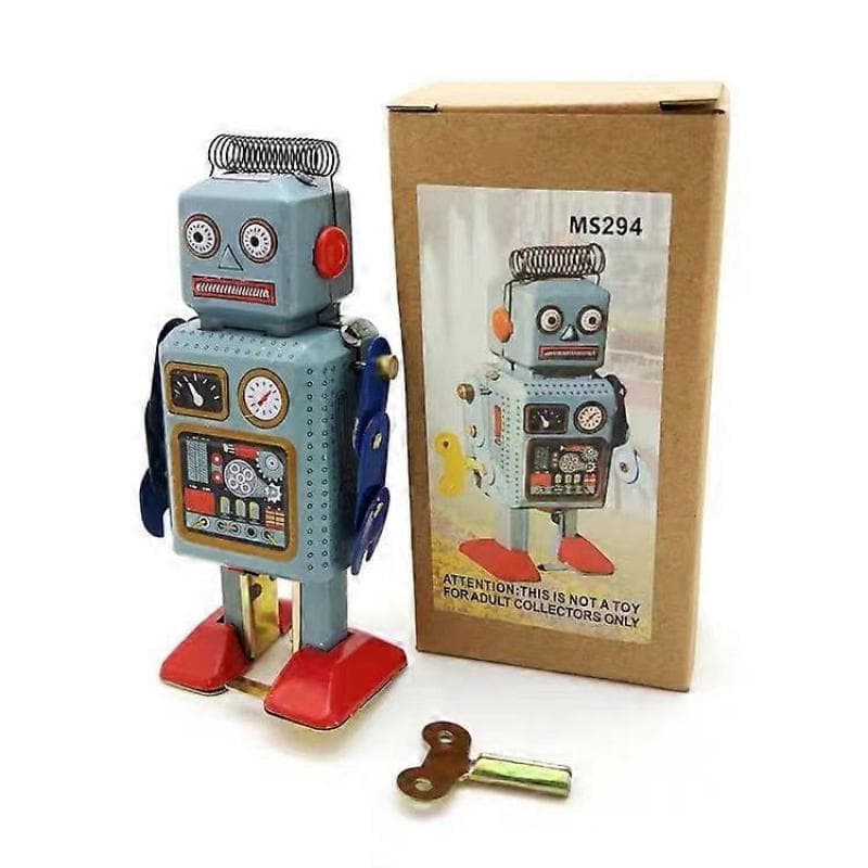 Wind Up Vintage Robot Toy, Clockwork Walking Tinplate Toy, Retro Mechanical Robot for Birthday Gift, Photo Prop, Decoration, Surprise Present