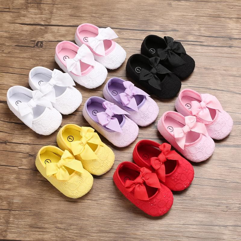 Baby Shoes Spring and Autumn 0-1 Year Old Girl Baby Shoes Princess Series Bowknot Solid Color Toddler Shoes cm white