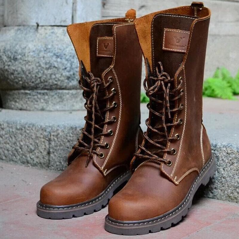 Leather Men'S Cowboy Boots Cowhide Boots Tide High Boots Martin Boots Outdoor Locomotive Boots Mongolian Horse Boots Women'S Tooling Boots cm