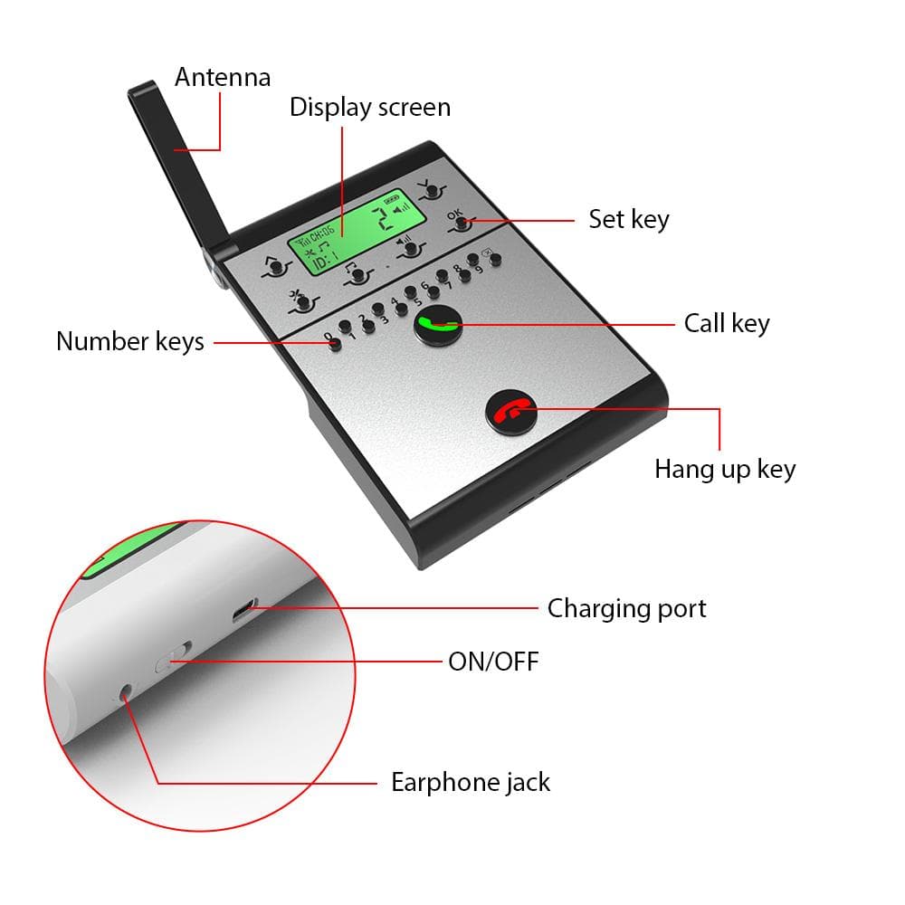 Wireless Intercom System Smart Digital Voice Calling Machine Wireless Office Intercom Machine Telephone Intercom silver
