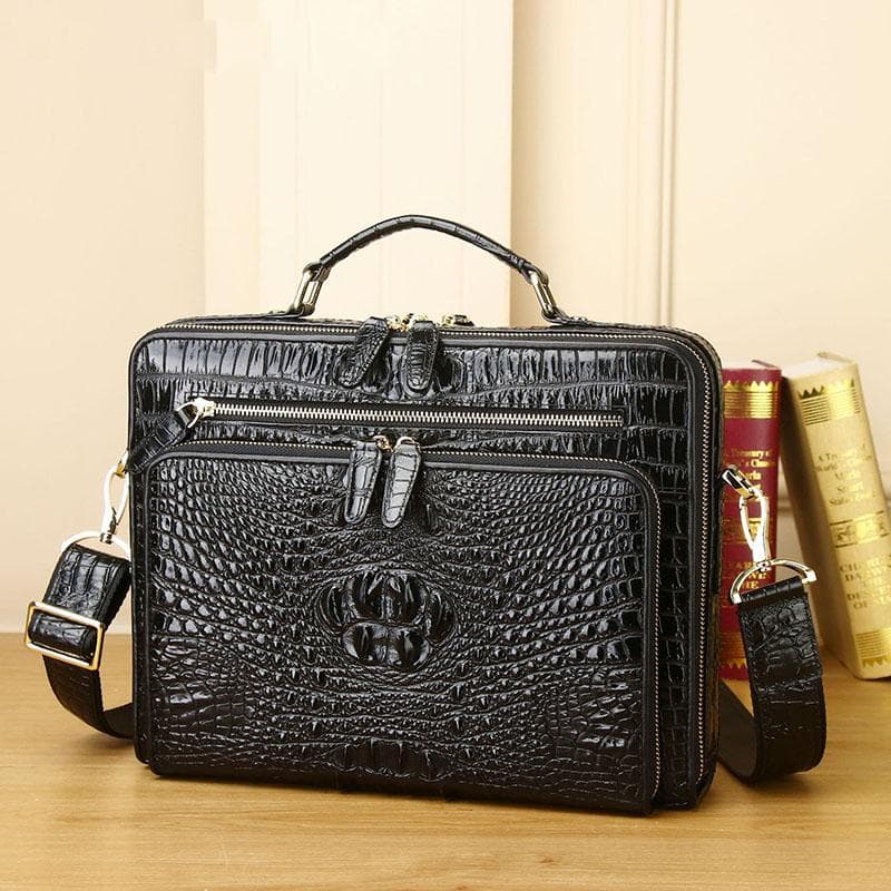 Genuine crocodile leather men's alligator bag large capacity men's briefcase business computer bag real leather bag fashion