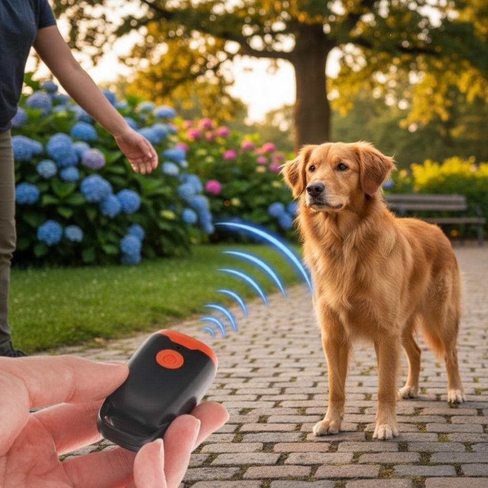 Smart Ultrasonic Dog Repeller LED Light Handheld Bark Deterrent Device Anti Bite Safe Anti Barking Device All Dog Breeds black