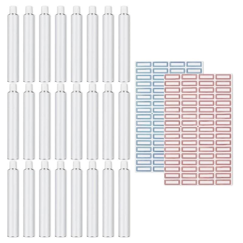 24 Pcs Empty Aluminum Paint Container 20ml Portable Blank Paint Tubes For Artists Students And DIY Projects