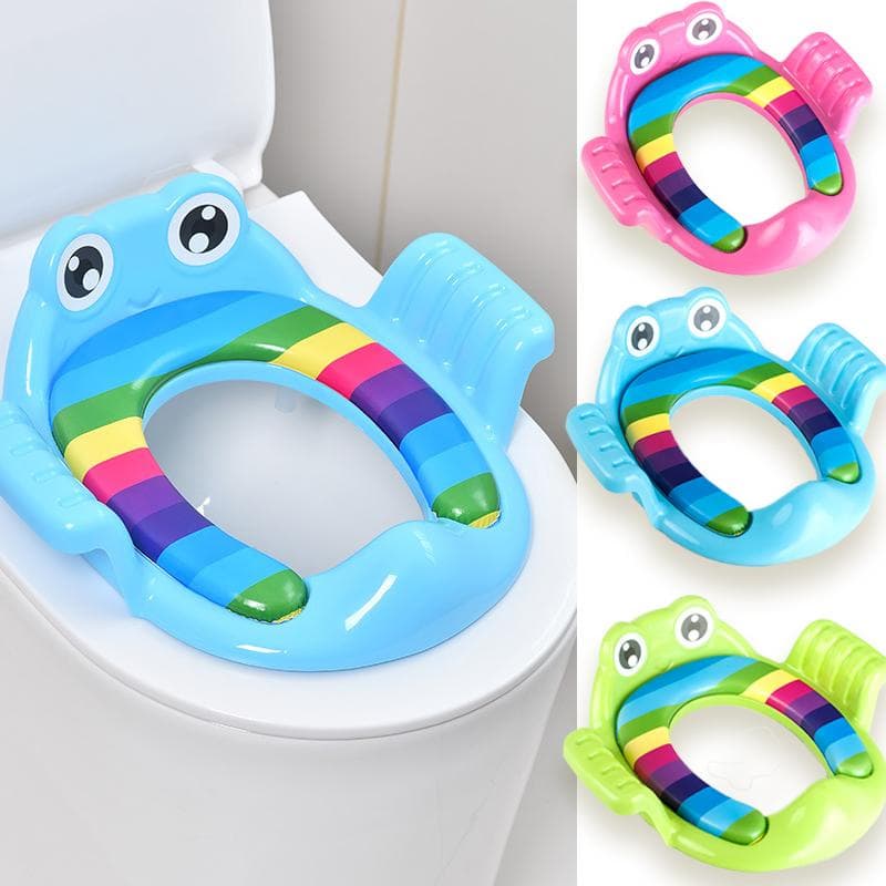 Children's Toilet Seat Toddler Auxiliary Toilet Training Cushioned Toilet Hand-Held Thickened and Comfortable Baby Toilet Sea green