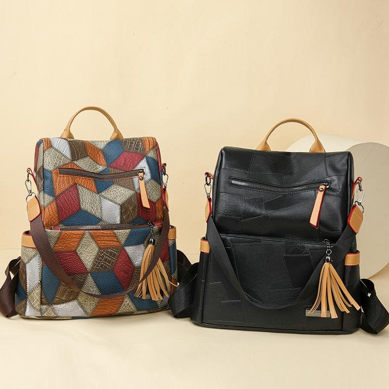 Women's Retro Backpack Large Capacity Backpack Multi-Function Shoulder Bag