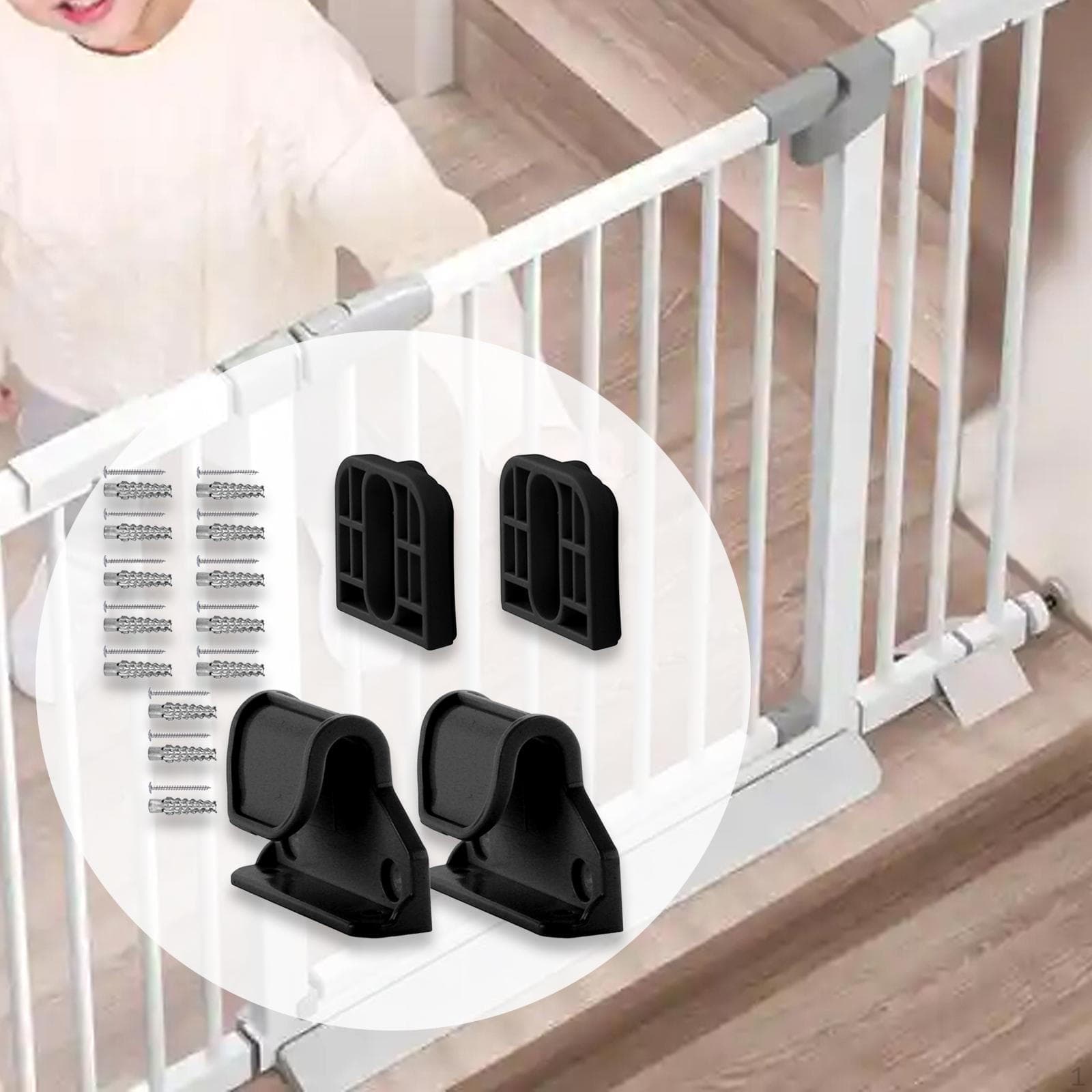 Gate Replacement Accessory Pet Dog Bracket Easy to Install (including 2 x Latchs + Brackets 1 white