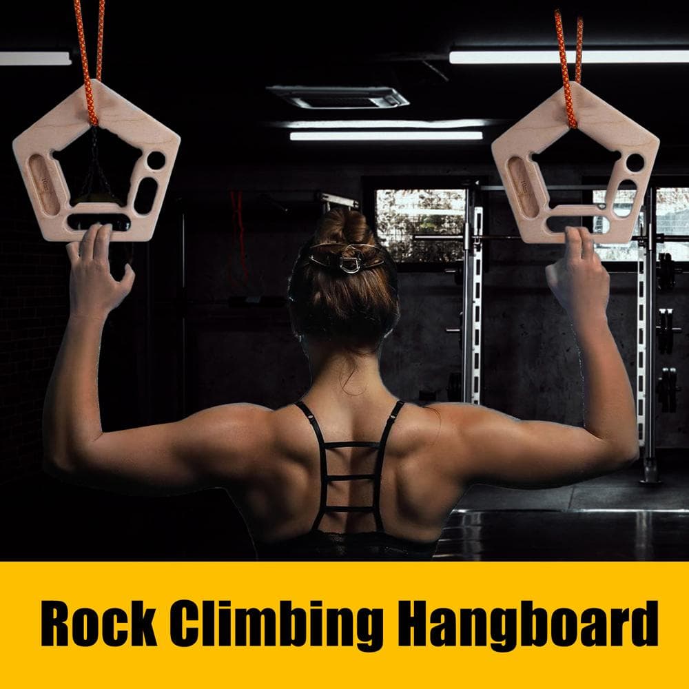 Climbing Hangboard Wooden Fingerboard Grip Trainer Multifunctional Pentagon Hand Wrist Forearm beige