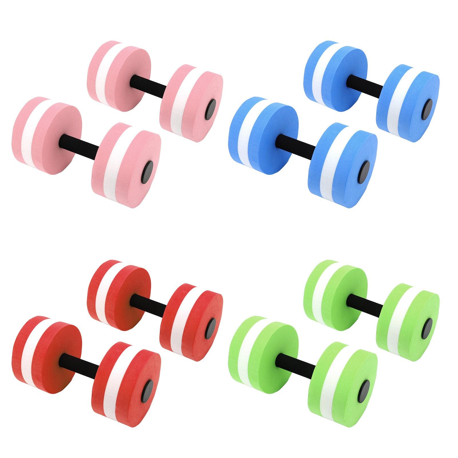 2 PCS EVA Water Floating Dumbbell Yoga Exercise Water Foam Dumbbell Fitness Tool for Men Women Kids pink