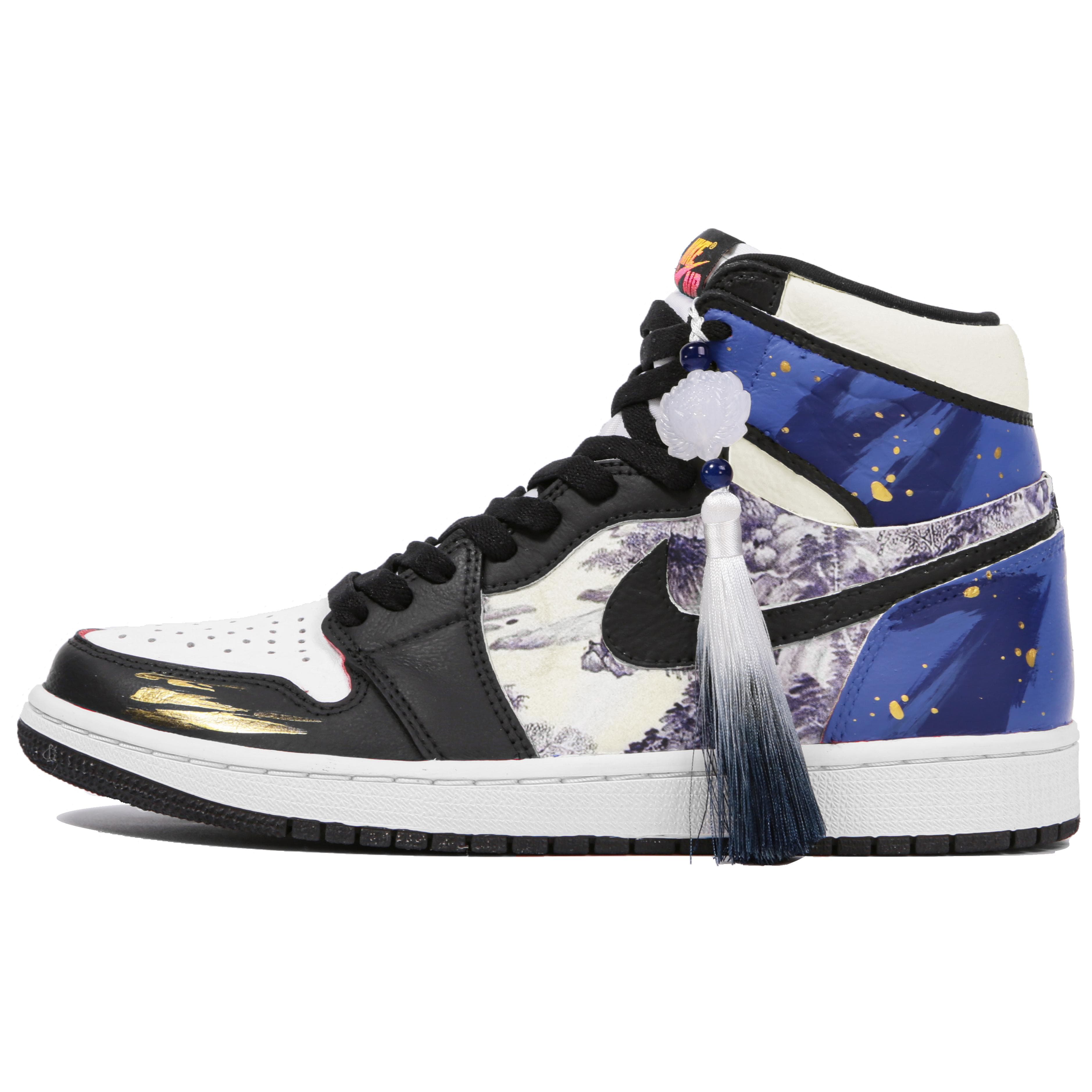 Jordan Air Jordan 1 Retro High OG Leather High top Vintage Basketball Shoes Unisex Blue Black 555088-603(Team4-) cm