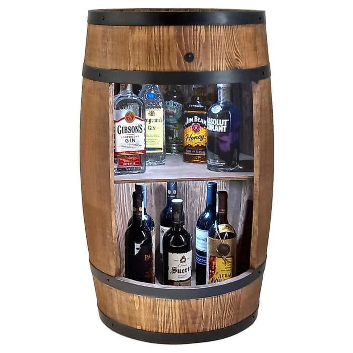 Casier à vin - Creative Cooper - Tonneau en bois avec LED - Pin, casier à alcool, 80x50 cm, Wengé wenge