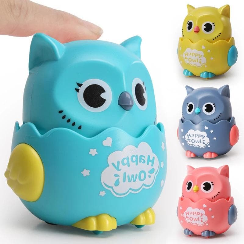 Kids Classic Wind Up Interactive Owl Shaped Press Mechanical Sliding Toys  Toys for Boys Girls Birthday Xmas Gift grey