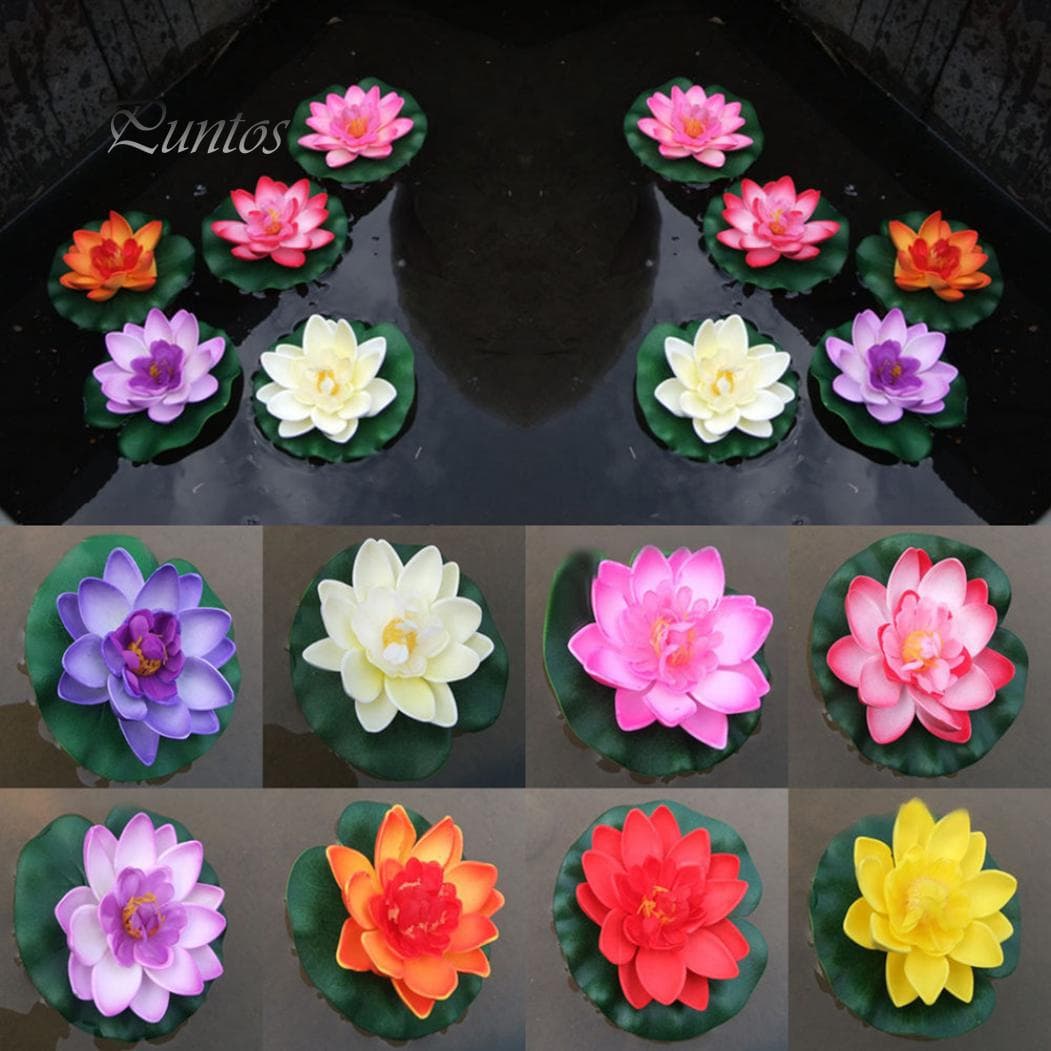 Water Lily Floating Flower Lotus Home Yard Pond Fish Tank green
