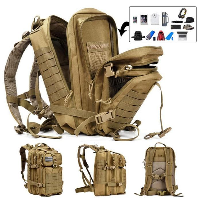 50L Capacity Men Army Military Tactical Large Backpack Waterproof Outdoor Sport Hiking Camping Hunting 3D Rucksack Bags For Men Oxford Material black