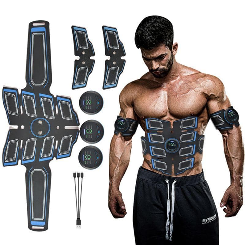 EMS Abdominal Muscle Stimulator Trainer USB Rechargeable Abs Fitness Equipment Training Gear Weight Loss and Slimming Equipment blue