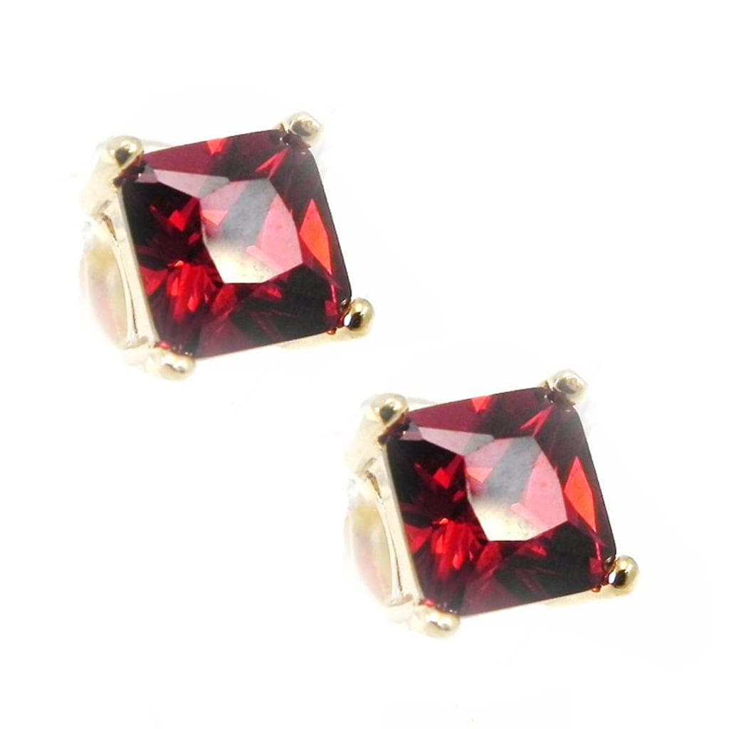 Les Trésors De Lily [G9415] - 6mm Garnet 'Essential' Gold Plated Earrings red