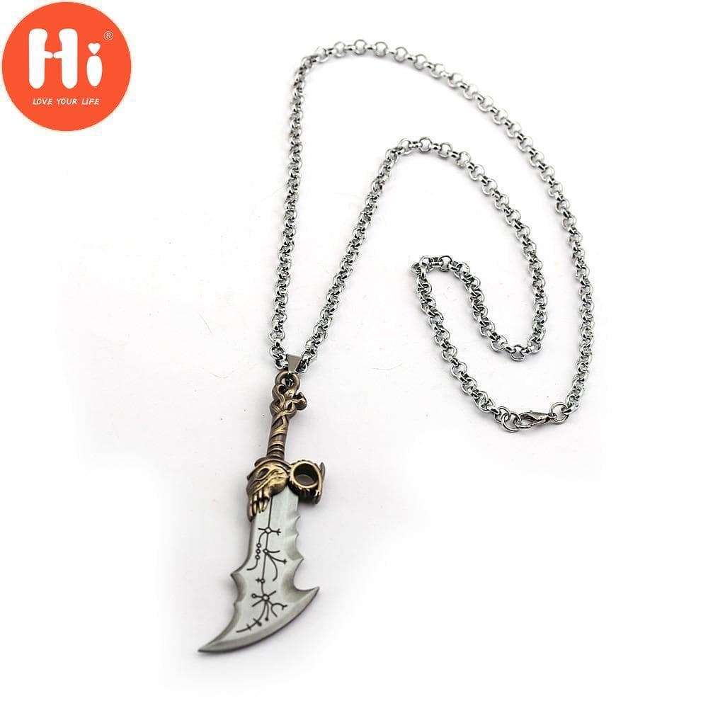 Hi Game God Of War Necklace Sword Blades of Chaos Necklaces Jewelry Classic Weapons Pendant for Men silver