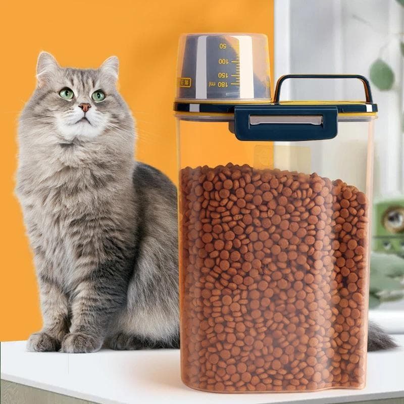 Pets Food Storage Container Airtight Dog Cats Foods Container with Measuring Cup Box Grain Barrel Pet Storage Storage Tank blue