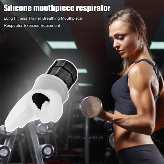 Breathing Trainer Portable Respiratory Muscle Trainer Adjustable Resistance Oral Muscular Exercise Device for Running Daily Fitness Training black