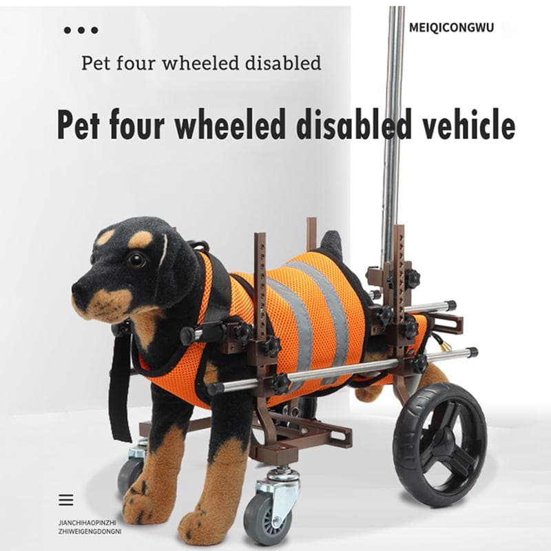 Disabled Pet Dog Walking Assisted Wheelchair, Four-wheeled Dog Leg Disabled Car gray