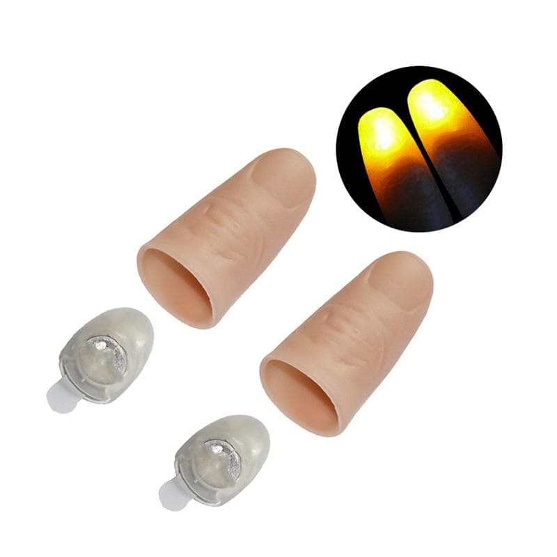 2Pcs PVC Party Magic Light Up Glow Thumbs Fingers Trick Appearing Light Close Up white