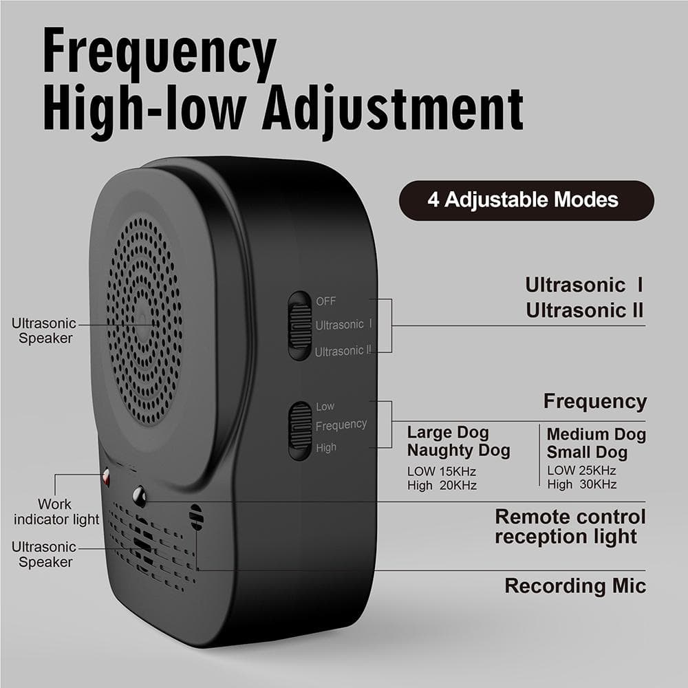 Ultrasonic Dog Repeller Dog Bark Deterrent Devices Rechargeable Portable Anti-Noise Anti-Barking Pet Dog Trainer Barking Silence black
