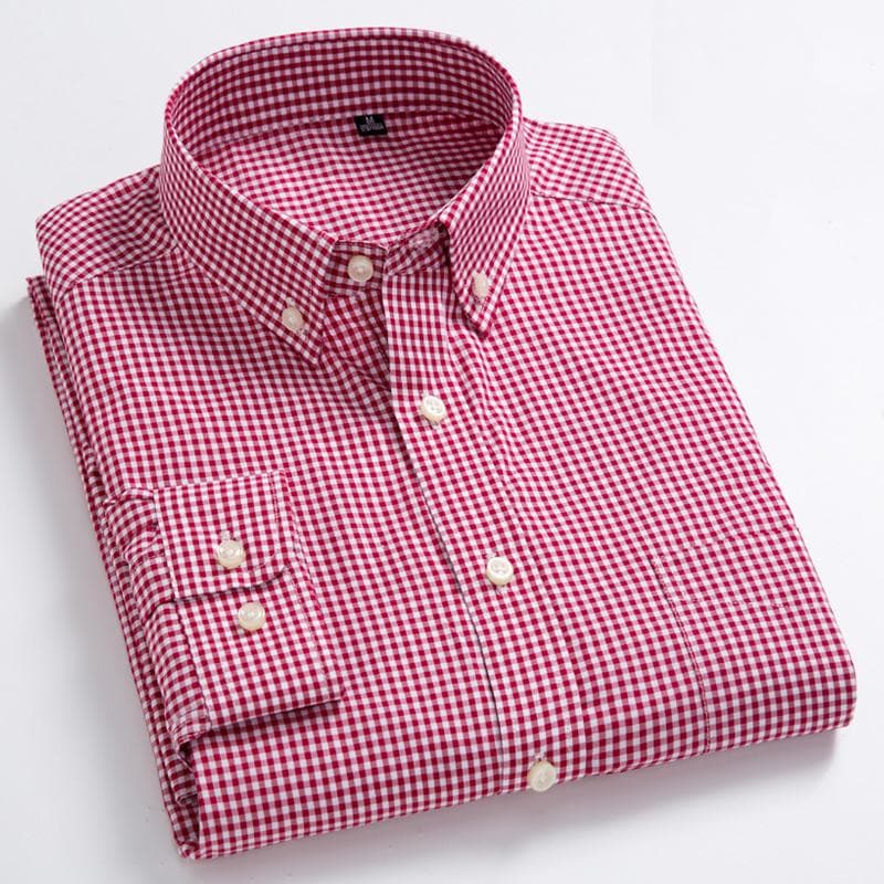 Men's 100% Cotton Plaid Long Sleeve Shirt - All-Season Comfortable Soft Regular Fit Casual Button Down Shirt for Stylish Versatile Outfits cm green