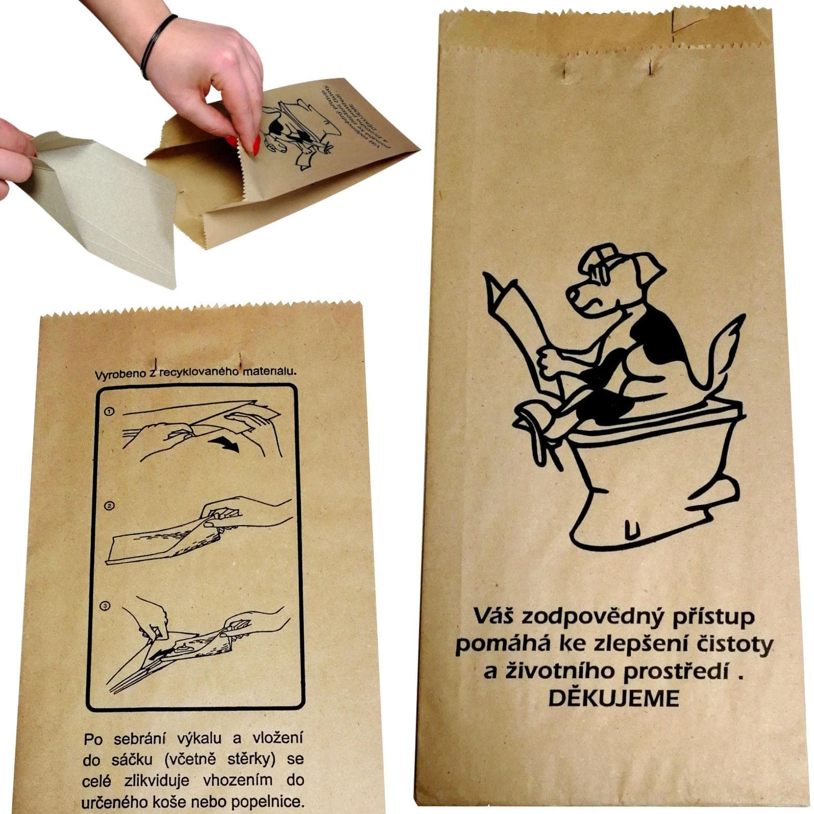 Paper bags with a cardboard scoop for dog excrement FEDOG CZ 25 pcs