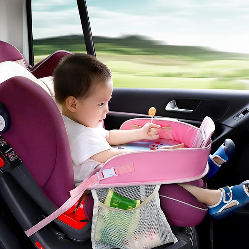 Baby Seat Tray Waterproof Table Car Seat Upgraded Autos Toddler Travel Tray Storage Kids Infant Holder Cartoon Newborn Fence black