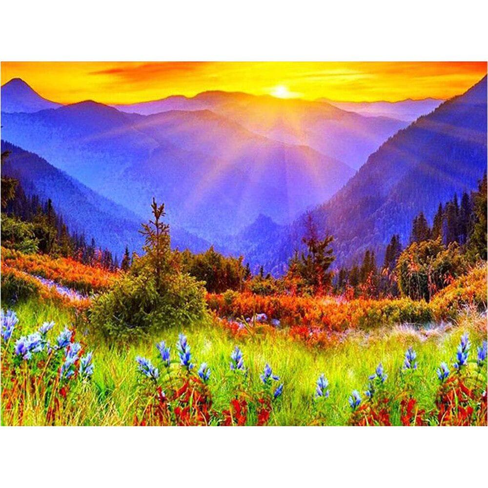Diamond Embroidery Nature Sunrise Scenery Diamond Painting Cross Stitch Mountain Picture