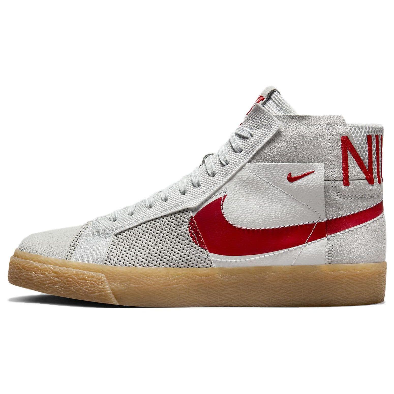 Nike Zoom Blazer Mid Premium SB Deconstructed - Platinum University Red Gum Unisex Sneakers Grey Summit-White Pure-Platinum FD5113-100 cm