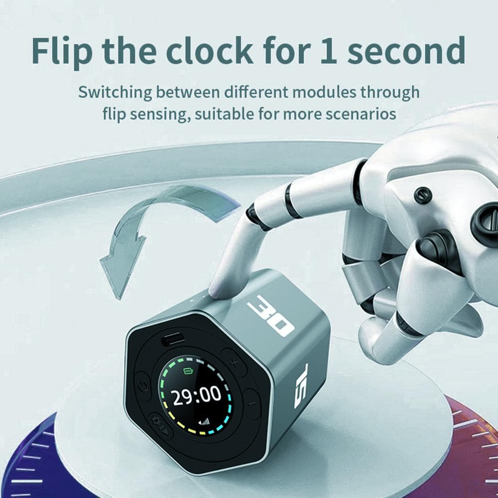 Portable Cube Timer Gravity Sensor Rotating Timer Count UpDown Function Clock  35101530 grey