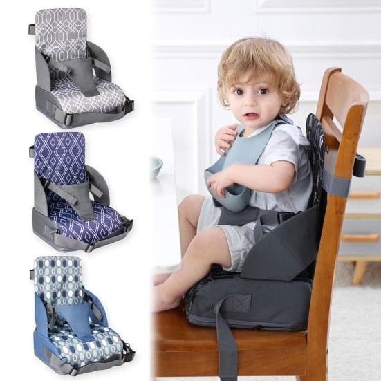 Toddler Booster Seat Breathable Kitchen Chair with Backrest Adjustable Straps And Cushion Support Portable Dining Table Heightening Seat for Family be