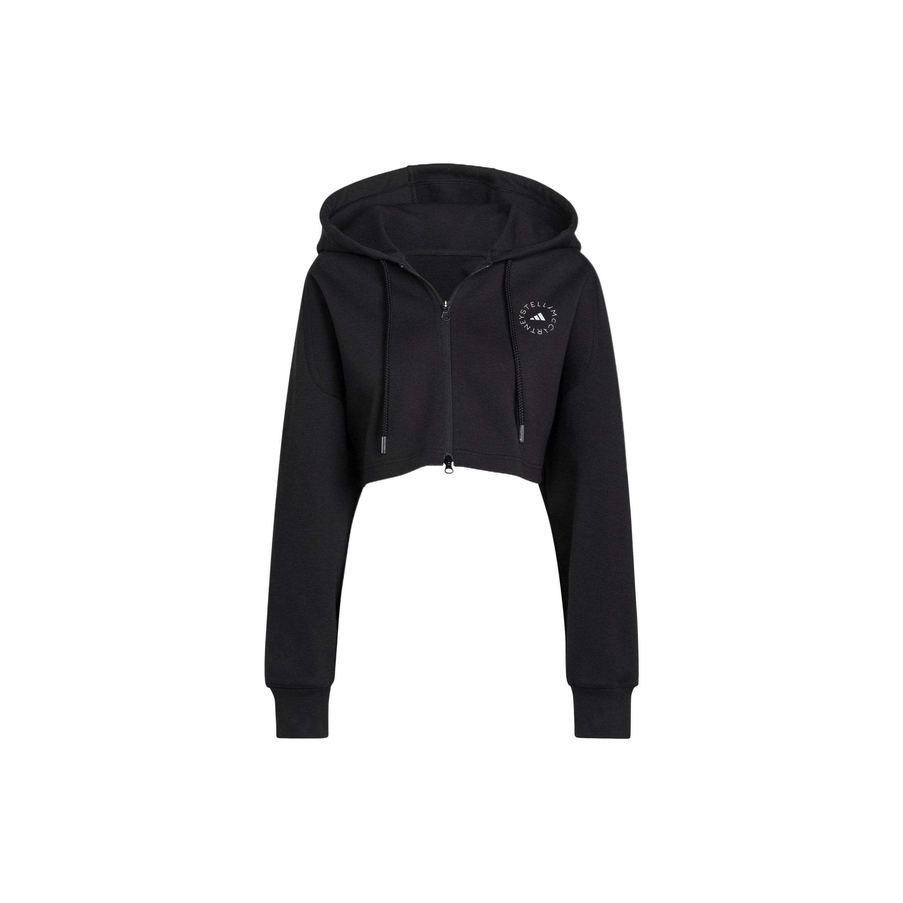Adidas X Stella McCartney Collaboration Solid Logo Micro Badge Hooded Zip Short Jacket Women Jacket Black H59962 cm