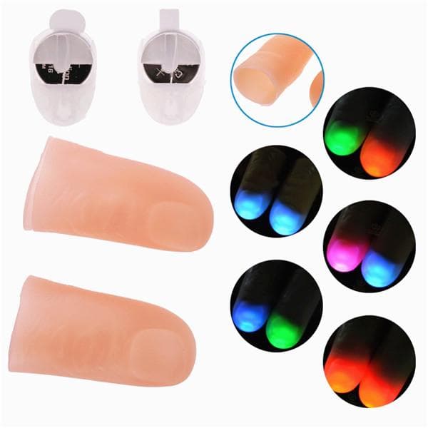 Magic Light Up Glow Thumbs Fingers Trick Appearing Light Close Up For Party Magician 2Pcs red