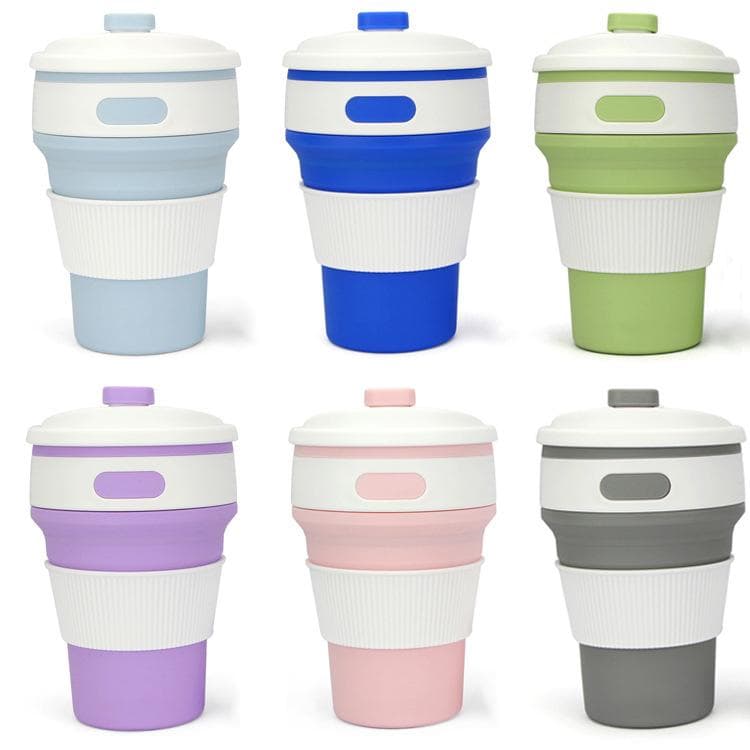 Coffee Mugs Travel Collapsible Silicone Cup Folding Water Cups BPA FREE Food Grade Drinking Ware Mug dark blue