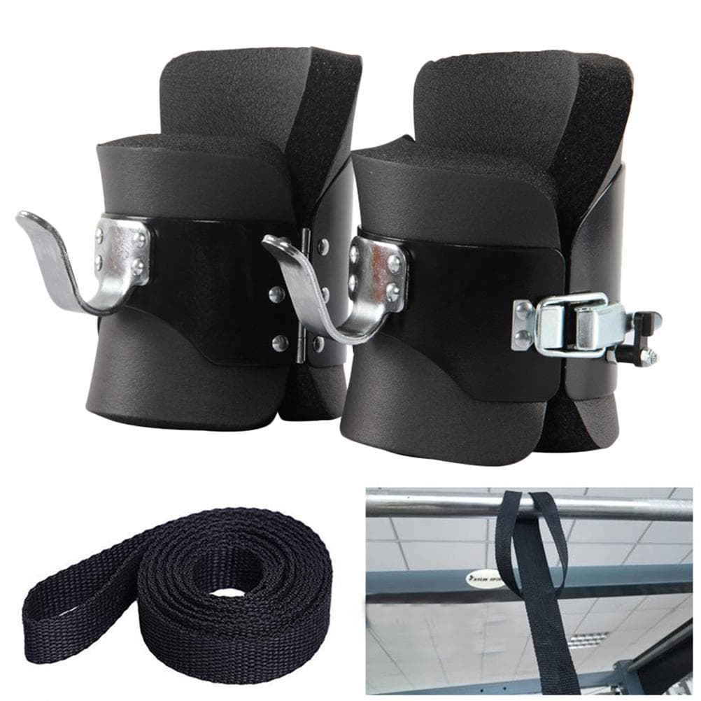 1 Pair Inversion Gravity Boots Hanging Pull Up Boots with Comfortable Foam Padding and Safe Locking black