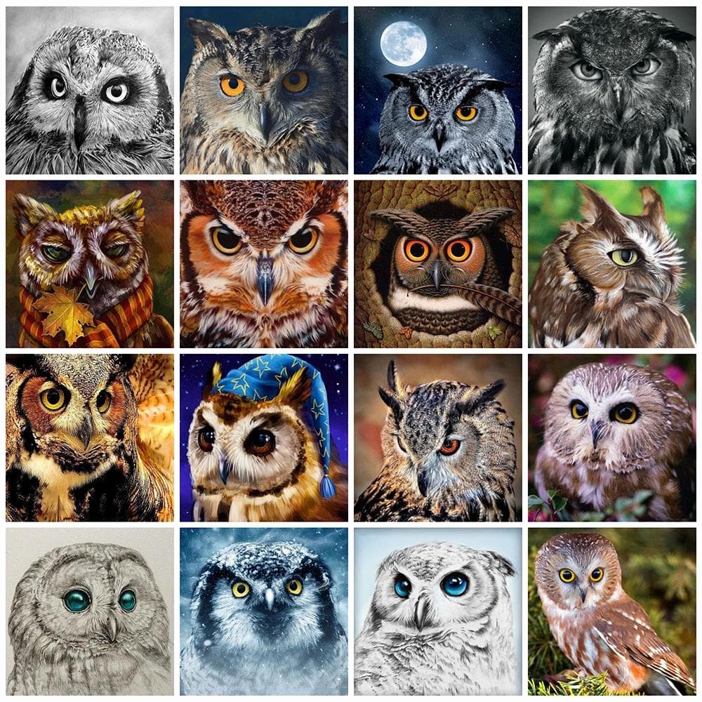 5D Diamond Art Painting Animal Diamond Embroidery Cross Stitch Owl Pictures Of Rhinestones Mosaic Handicraft red