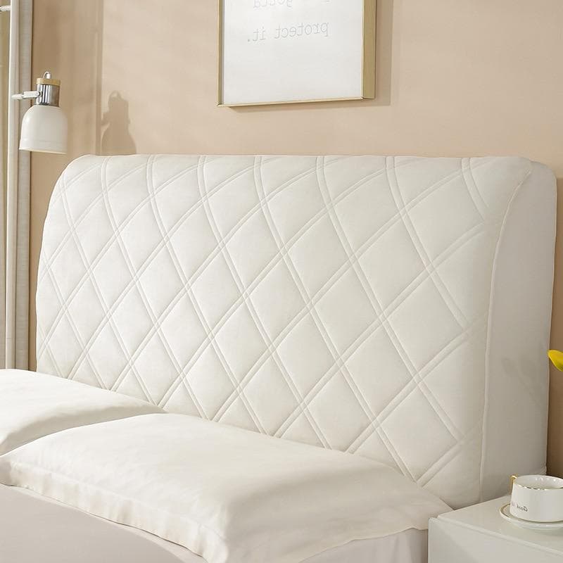 Velvet Headboard Cover All-inclusive Thicken Soft Smooth Quilted Head Cover Solid Color Bed Back Dust Protector Cover cream